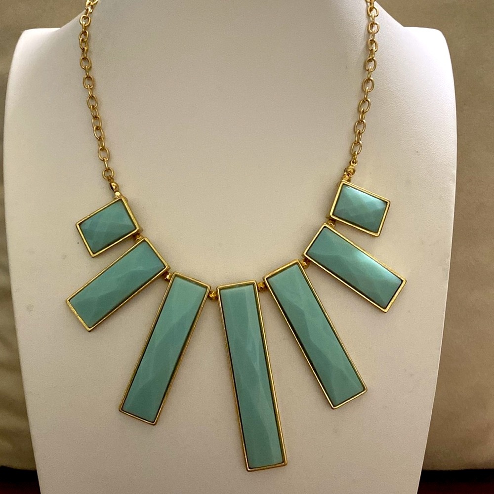 5 for $15 Gold tone and Green Statement Necklace